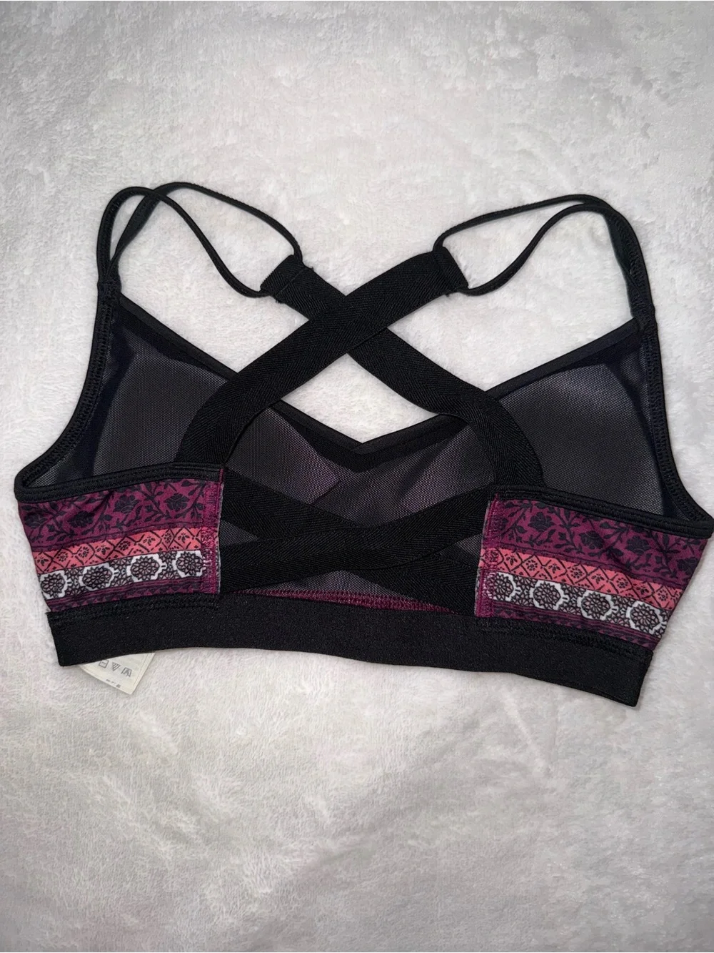 Hollister Pink & Black Geometric Strappy Sports Bra